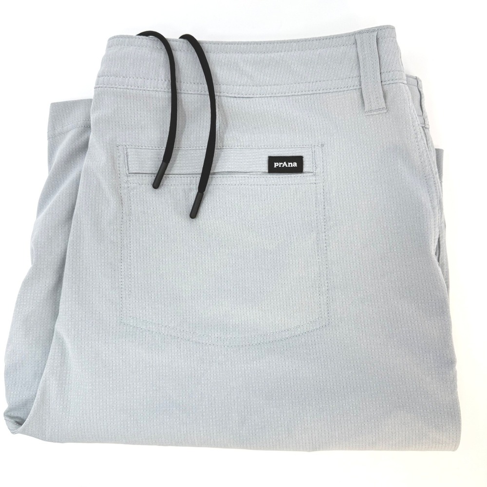 Prana Standard Fit Light Grey Micro Grid Stretch Shorts Mens Size 40/10 1965291